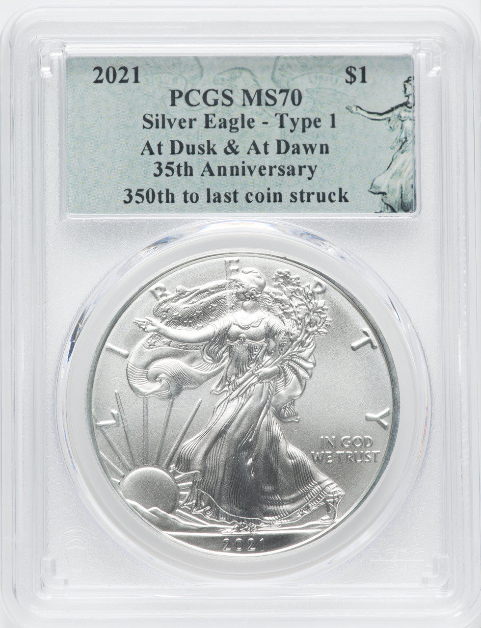2021 2 Coin Set T1 Gold Silver Eagles 350th Dusk & Dawn 35th Anniversary PCGS MS70