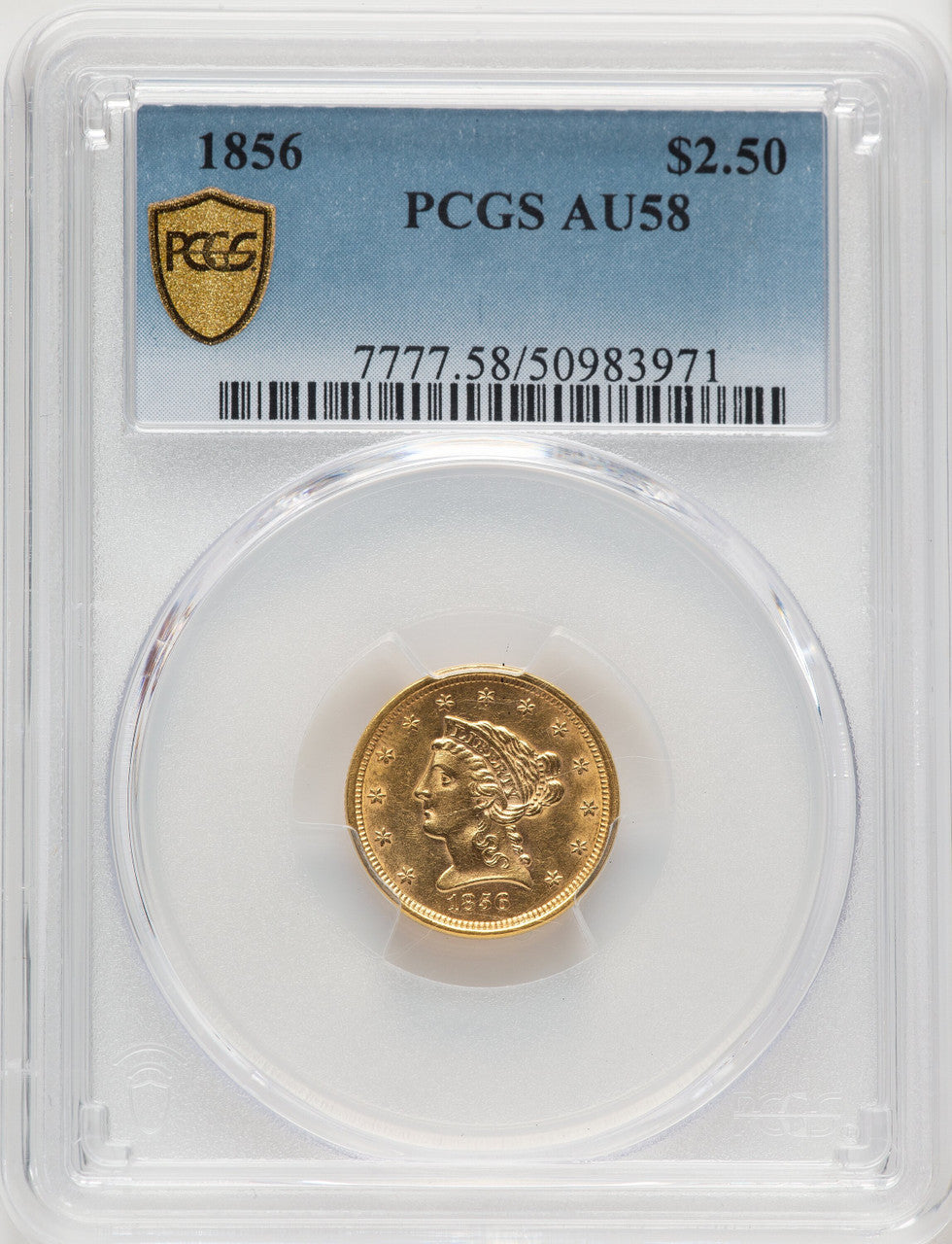 1856 $2.5 Liberty Half Eagle PCGS AU58