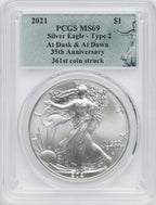 2021 American Silver Eagle T2 At Dusk & Dawn 35th Anniversary 361st PCGS MS69