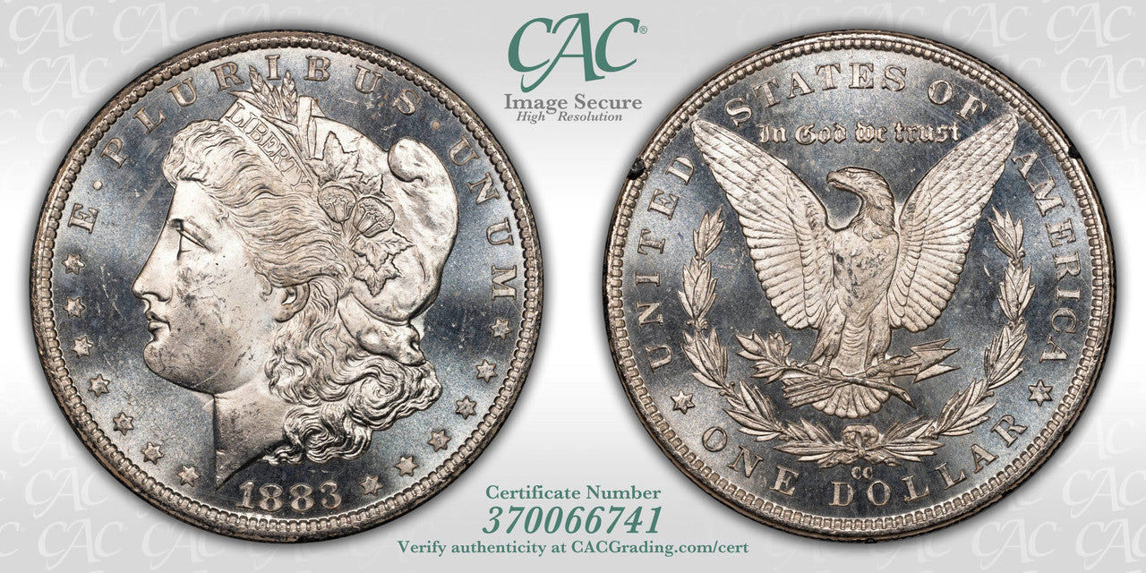 1883-CC $1 GSA Treasure Hoard Morgan Dollar CACG MS64PL