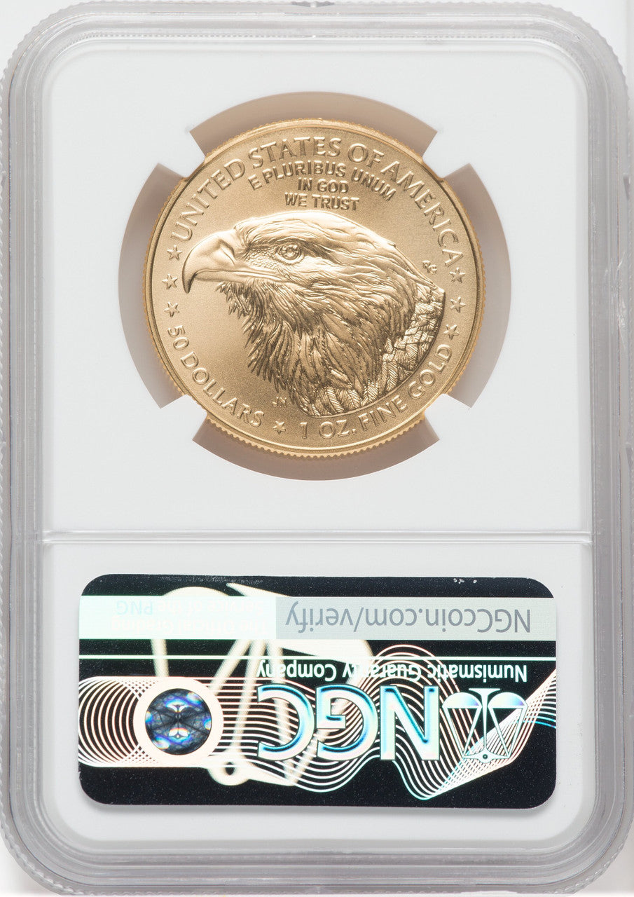 2021 $50 Gold Eagle Type 2 At Dusk & Dawn 35th Annv 381st NGC MS70 Jennie Norris Signed