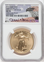 2021 $50 Gold Eagle Type 2 At Dusk & Dawn 35th Annv 395th NGC MS70 Jennie Norris Signed