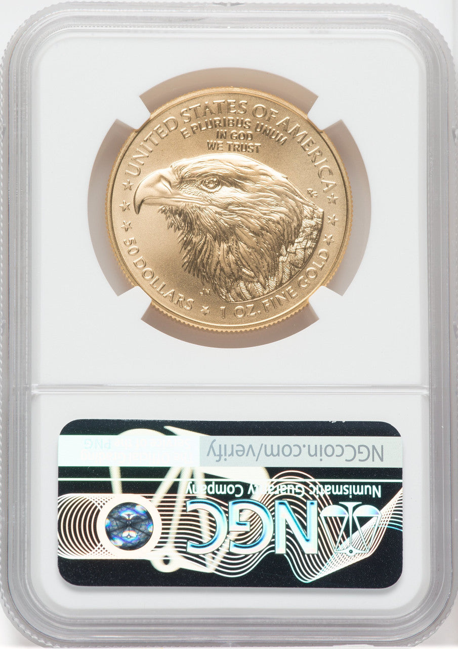 2021 $50 Gold Eagle Type 2 At Dusk & Dawn 35th Annv 395th NGC MS70 Jennie Norris Signed
