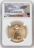 2021 $50 Gold Eagle Type 2 At Dusk & Dawn 35th Annv 398th NGC MS70 Jennie Norris Signed