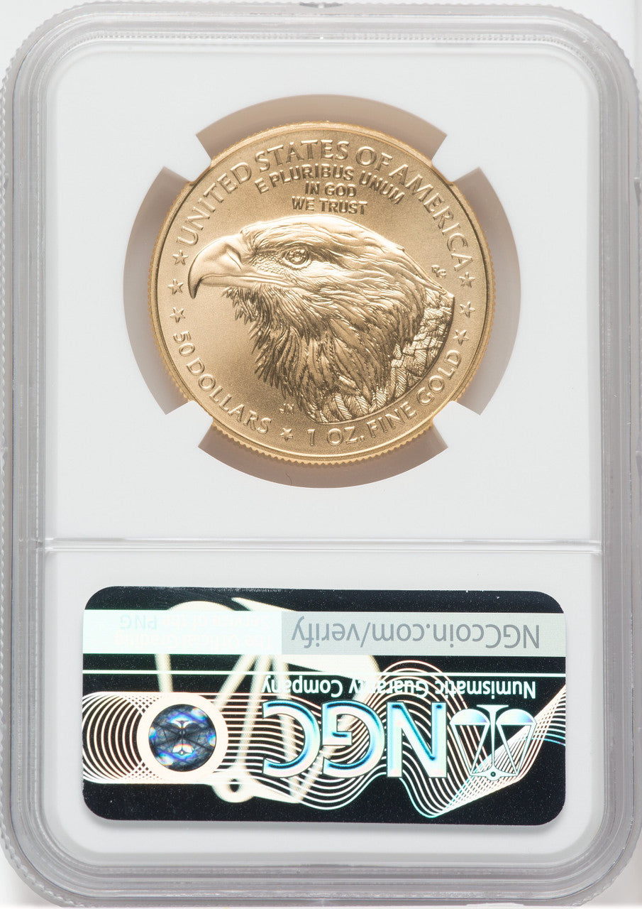 2021 $50 Gold Eagle Type 2 At Dusk & Dawn 35th Annv 398th NGC MS70 Jennie Norris Signed