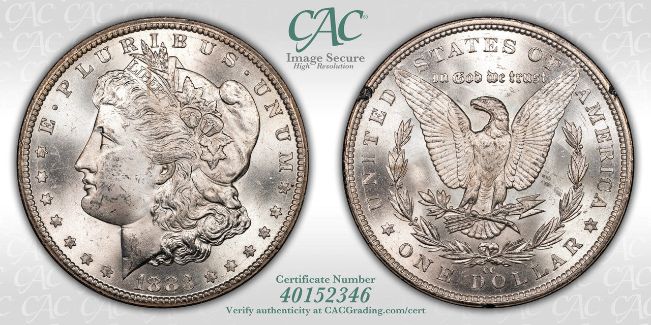 1883-CC $1 GSA Treasure Hoard Morgan Dollar CACG MS63 (40152346)