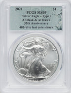 2021 American Silver Eagle T-1 At Dusk & Dawn 35th Anniversary 403rd PCGS MS69