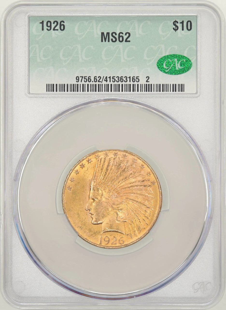 1926 $10 Indian Eagle CAC MS62