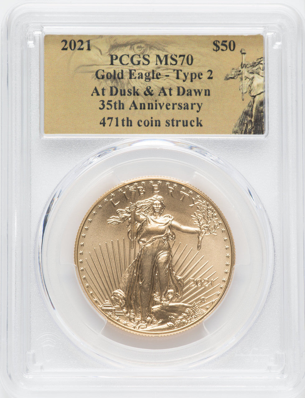 2021 2 Coin Set T2 Gold Silver Eagles 471st Dusk & Dawn 35th Anniversary PCGS MS70