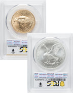 2021 2 Coin Set T2 Gold Silver Eagles 471st Dusk & Dawn 35th Anniversary PCGS MS70