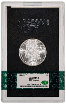 1884-CC $1 GSA Treasure Hoard Morgan Dollar CACG MS62