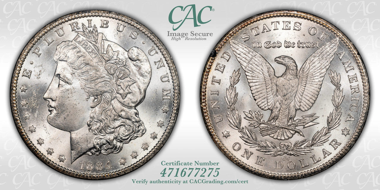 1884-CC $1 GSA Treasure Hoard Morgan Dollar CACG MS62