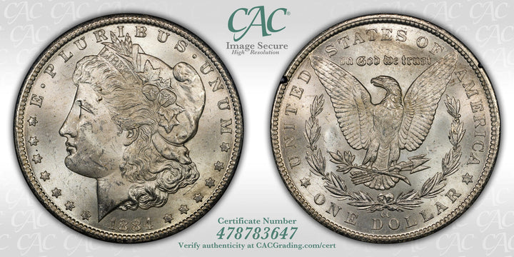 1884-CC $1 GSA Treasure Hoard Morgan Dollar CAC MS62