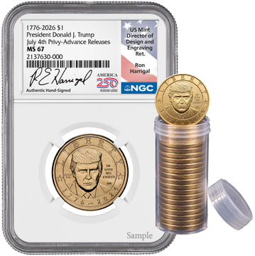 2026 President Donald J. Trump Semiquincentennial July 4th Privy AR NGC MS67 Harrigal