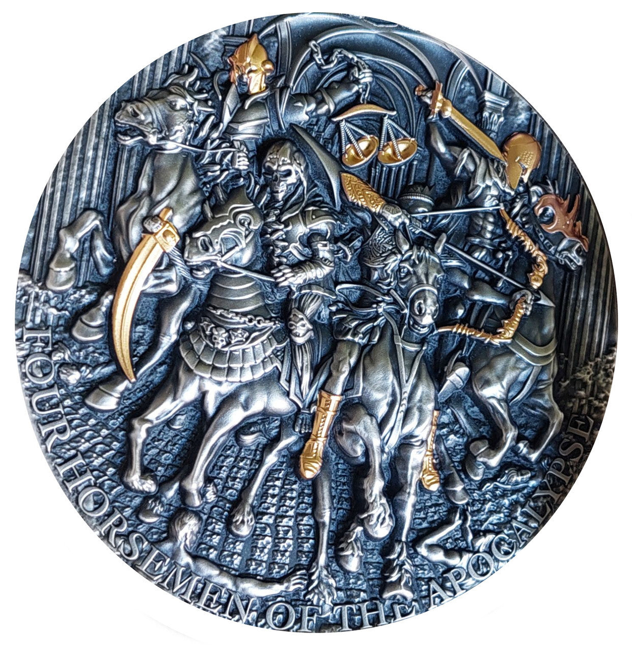 2022 FOUR HORSEMEN OF THE APOCALYPSE 5 oz. Silver High Relief Coin Niue