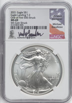 2021 Silver Eagle Type 2 At Dusk & Dawn 35th Anniversary 5th NGC MS69 Michael Gaudioso Signed
