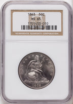 1863 50C Seated Half Dollar NGC MS65