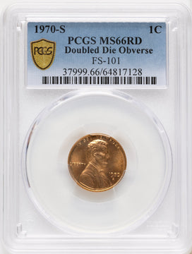 1970-S 1C FS-101 RD Lincoln Cent PCGS MS66