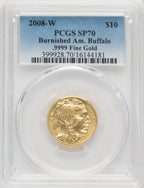 2008-W 4-Coin Set Burnished Gold Buffalos PCGS MS70