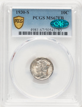 1930-S 10C FB CAC Mercury Dime PCGS MS67