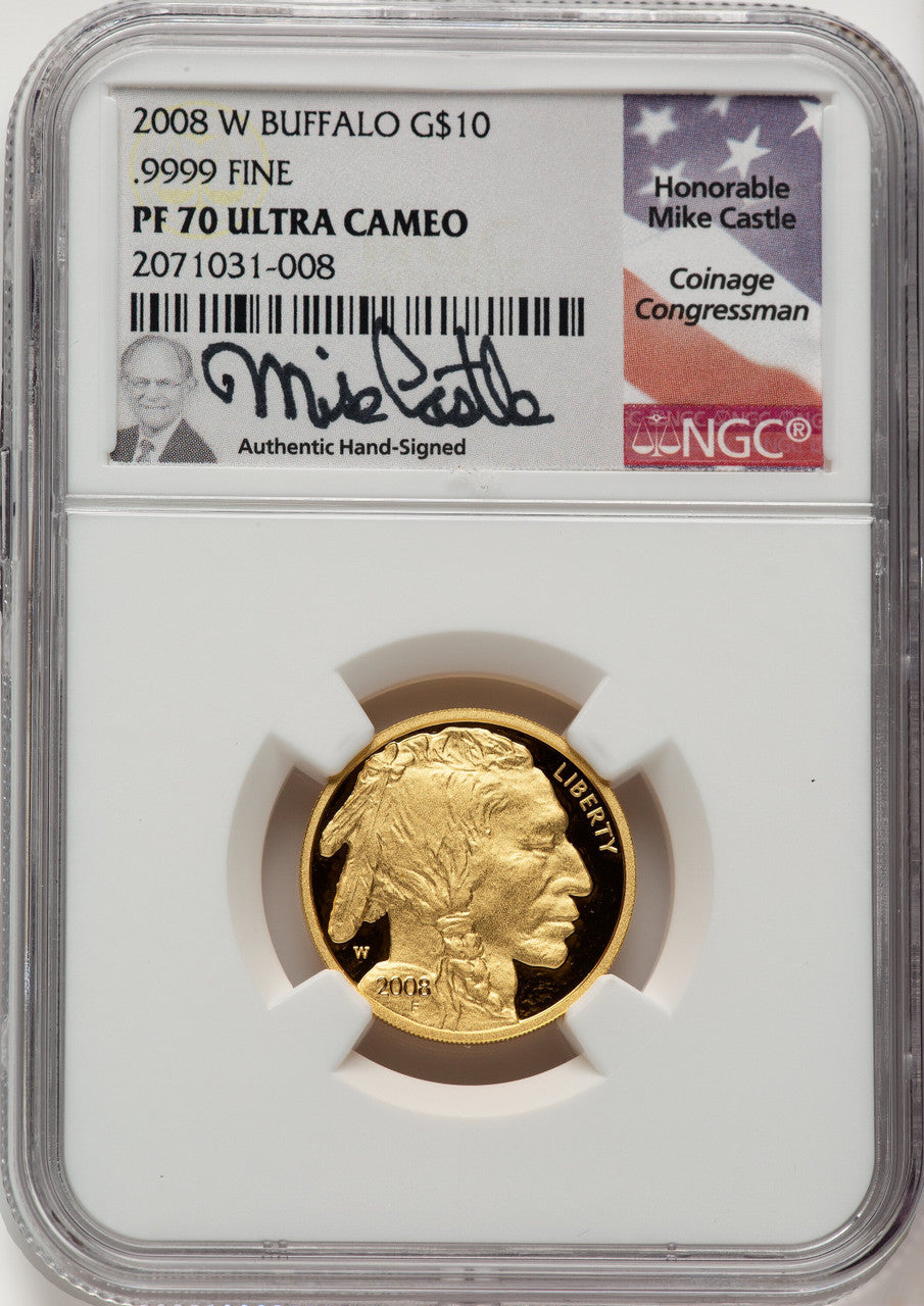 2008-W Proof Gold Buffalo 1/4 oz Mike Castle NGC PF70