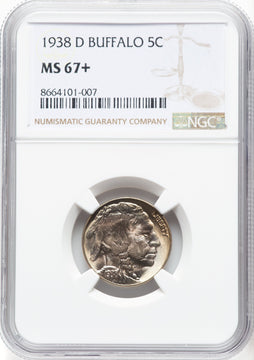 1938-D 5C Buffalo Buffalo Nickel NGC MS67+