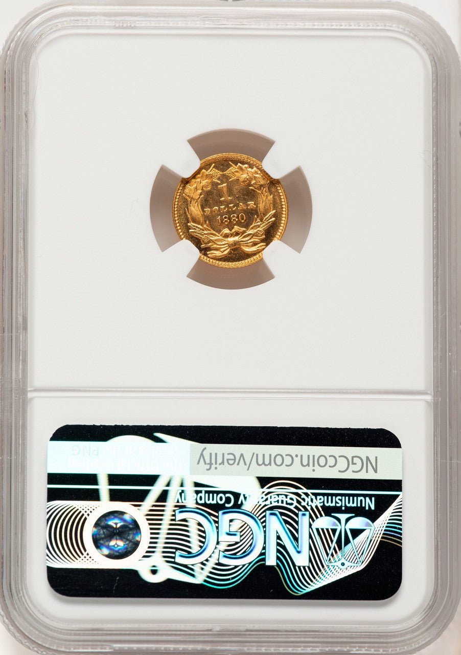1880 G$1 PL Gold Dollar NGC MS67
