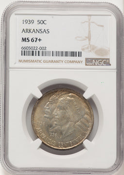 1939 50C Arkansas Commemorative Silver NGC MS67+