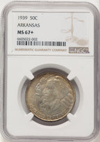 1939 50C Arkansas Commemorative Silver NGC MS67+