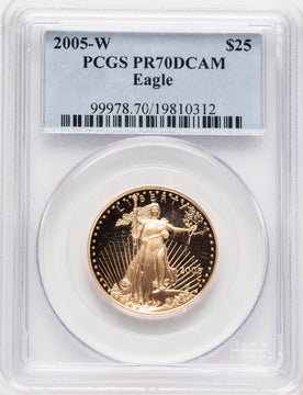 2005-W Proof Gold Eagle 1/2 oz Blue Label PCGS PR70
