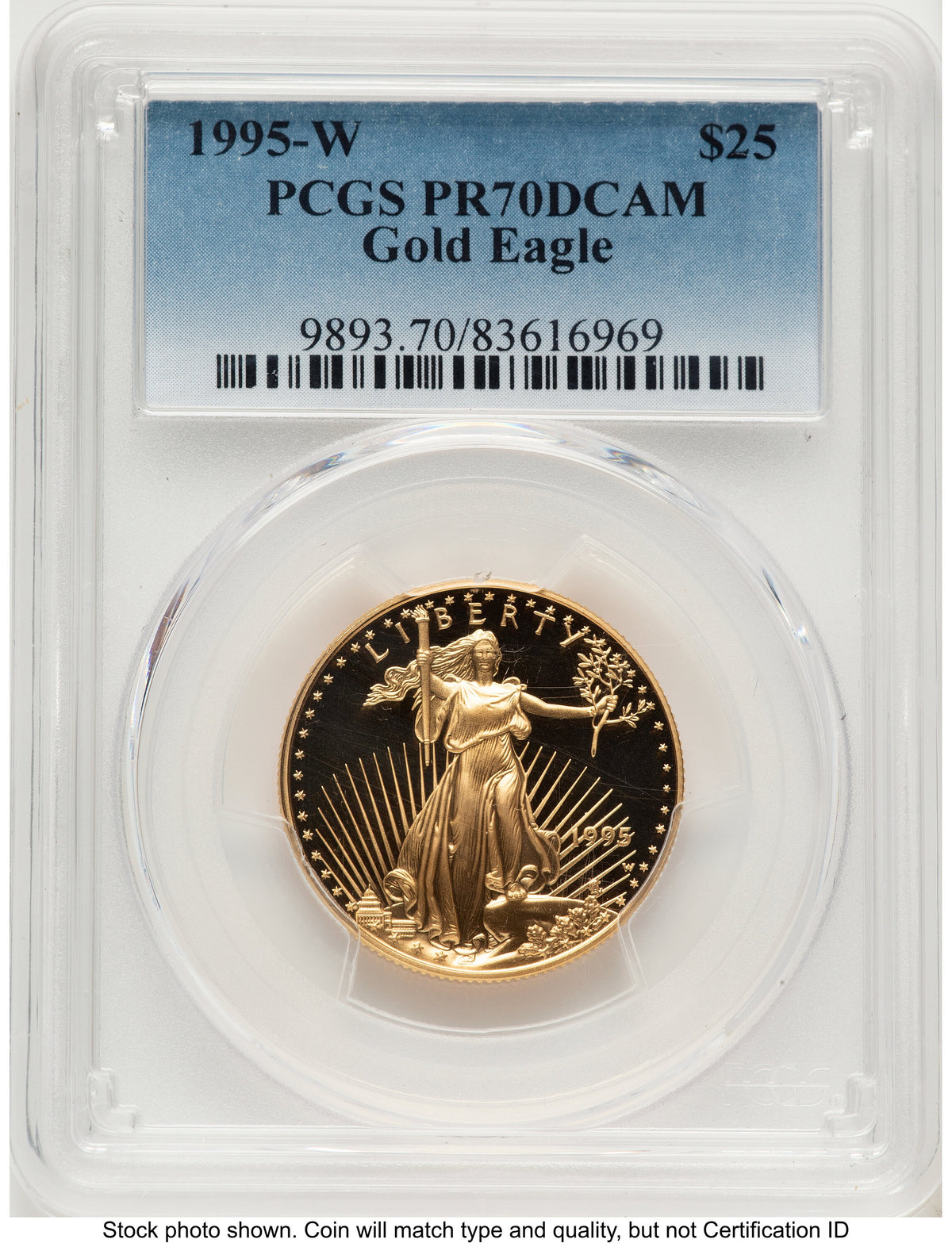 1995-W Proof Gold Eagle 1/2 oz Blue Gradient PCGS PR70