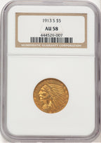 1913-S $5 Indian Half Eagle NGC AU58 (506475026)