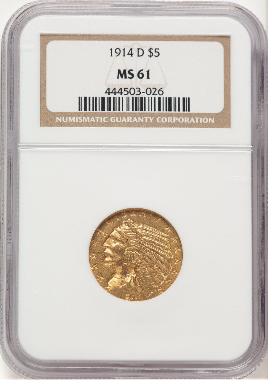 1914-D $5 Indian Half Eagle NGC MS61 (506475027)