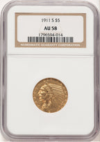 1911-S $5 Indian Half Eagle NGC AU58 (506475028)