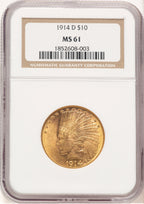 1914-D $10 Indian Eagle NGC MS61