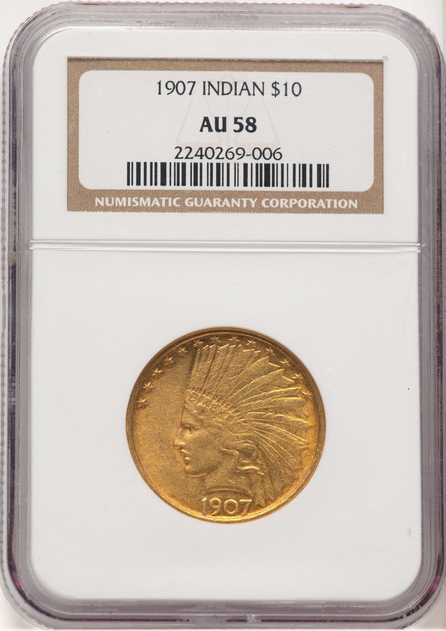 1907 $10 No Motto Indian Eagle NGC AU58 (506475047)