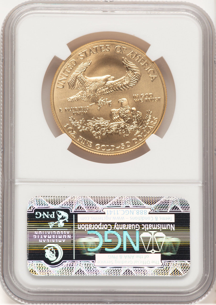 2013-W Burnished Gold Eagle 1 oz ER Blue NGC MS70