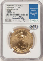 2016-W Burnished Gold Eagle 1 oz ER NGC MS70 Ed Moy