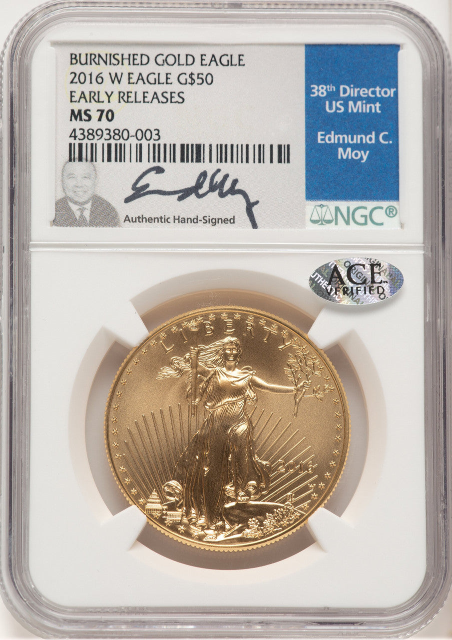 2016-W Burnished Gold Eagle 1 oz ER NGC MS70 Ed Moy