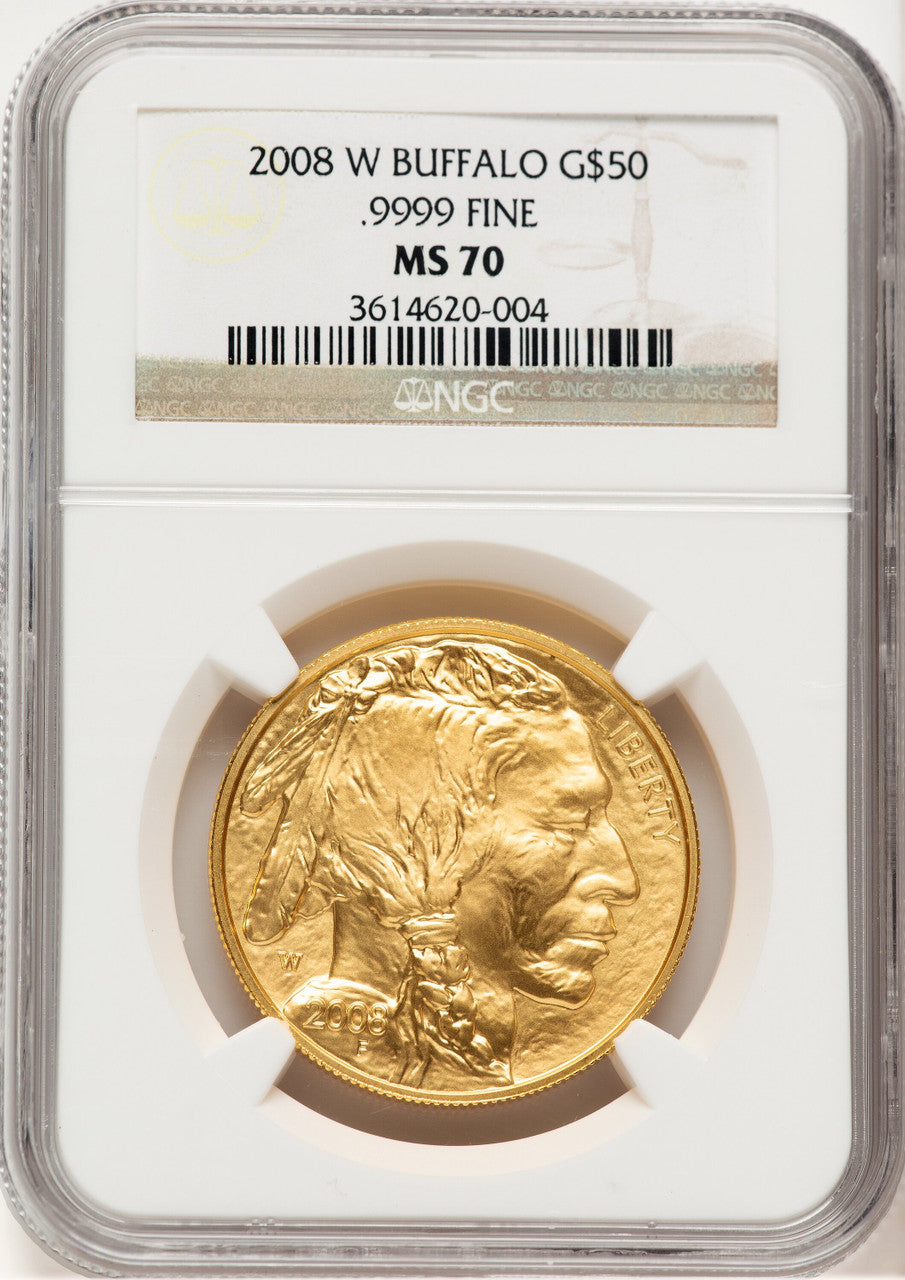2008-W Burnished Gold Buffalo 1 oz Brown Label NGC MS70