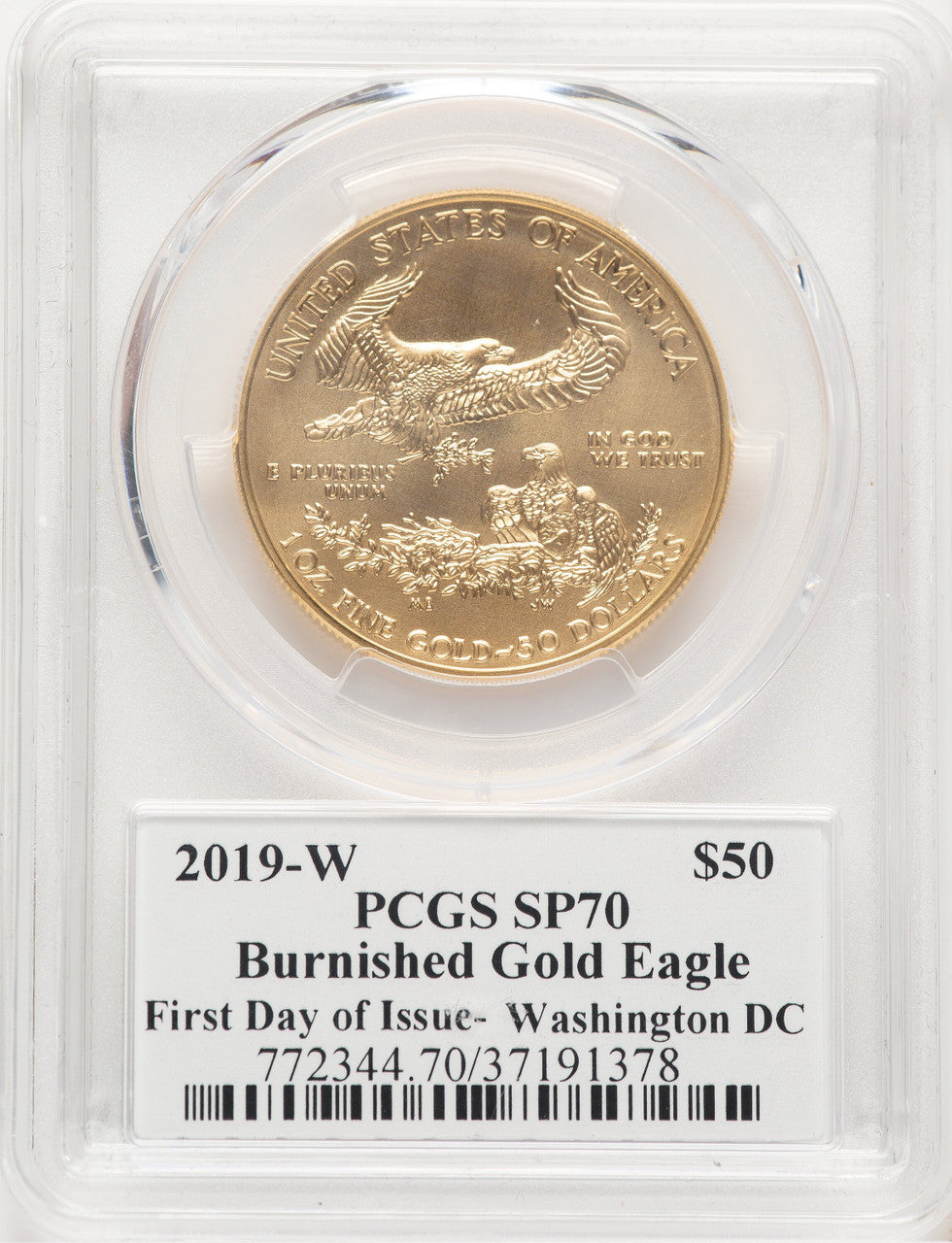 2019-W Burnished Gold Eagle 1 oz NGC MS70