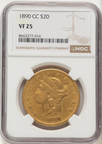 1890-CC $20 Liberty Double Eagle NGC VF25