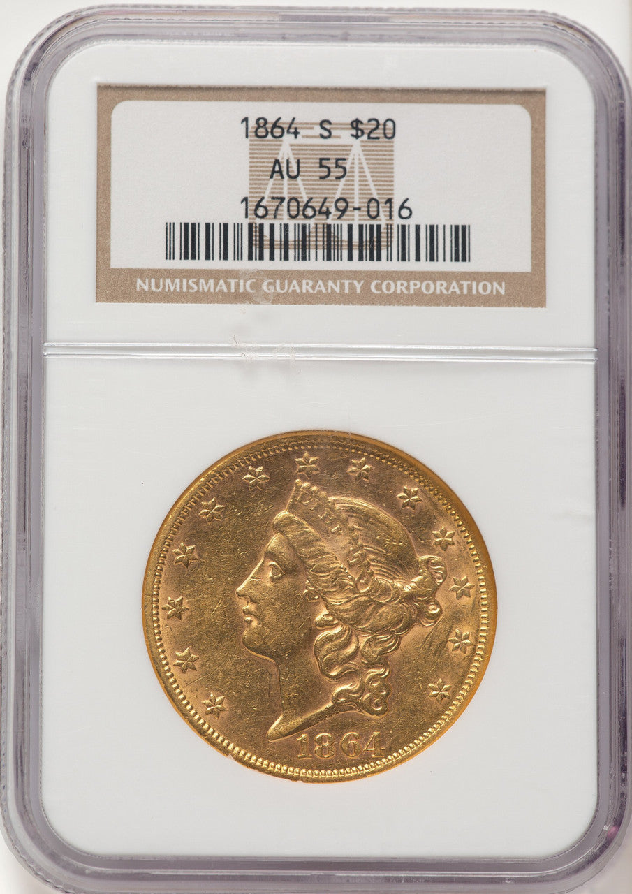 1864-S $20 Liberty Double Eagle NGC AU55 (506531019)