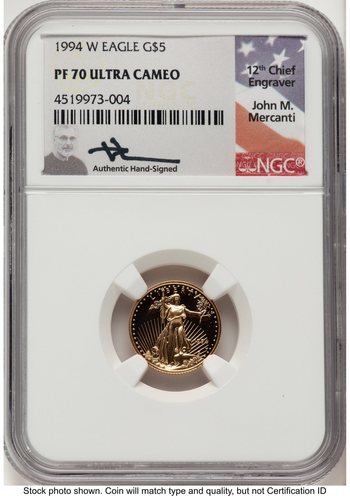 1994-W Proof Gold Eagle 1/10 oz John NGC PF70 Mercanti