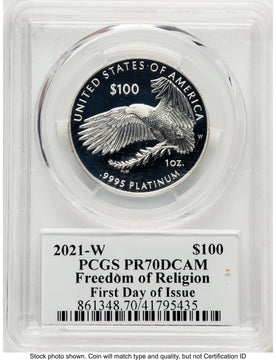 2021-W Proof Platinum Eagle 1 oz FDI John PCGS PR70 Mercanti