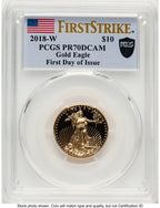 2018-W Proof Gold Eagle 1/4 oz FDI FS Flag PCGS PR70
