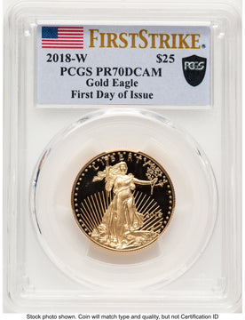 2018-W Proof Gold Eagle 1/2 oz FDI FS Flag PCGS PR70