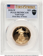 2018-W Proof Gold Eagle 1/2 oz FDI FS Flag PCGS PR70