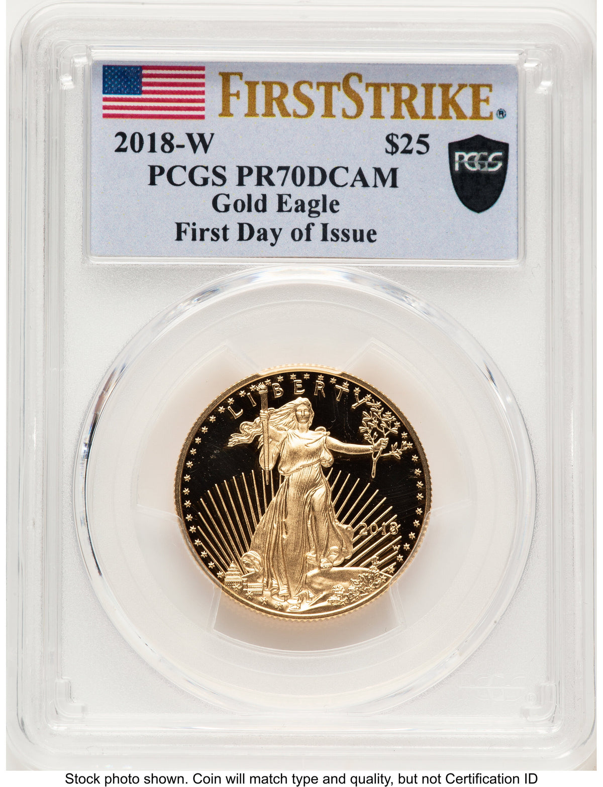 2018-W Proof Gold Eagle 1/2 oz FDI FS Flag PCGS PR70