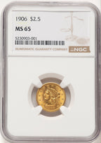 1906 $2.50 Liberty Quarter Eagle NGC MS65 (506636001)